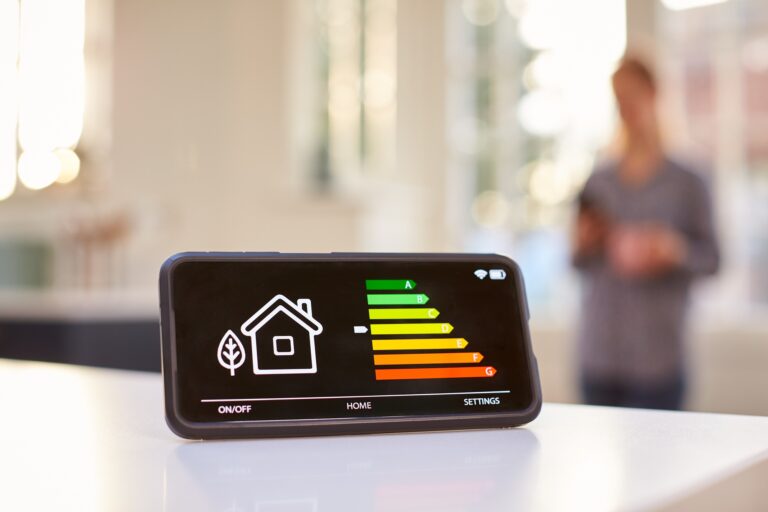 LPG Services Smart Energy Meter In Kitchen Measuring Energy Efficiency With Figure In Background